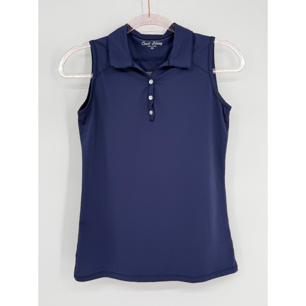 Court Haley Womens‎ Sleeveless Polo Shirt Navy Blue Golf Tennis Top Sz XS